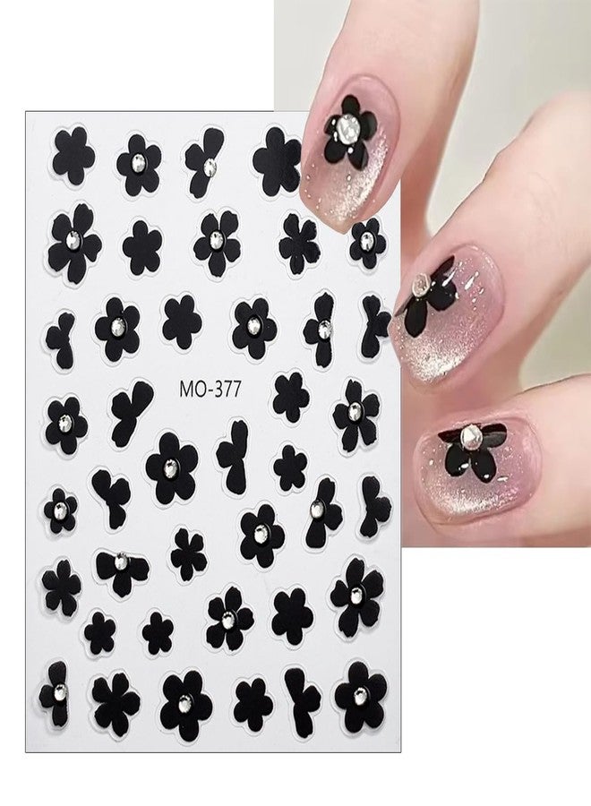 OSTTMA 6 Sheets Black White Flower Nail Art Stickers Decals, 3D Self-Adhesive Floral Nail Decorations, DIY Manicure Decor Accessories - Image 5